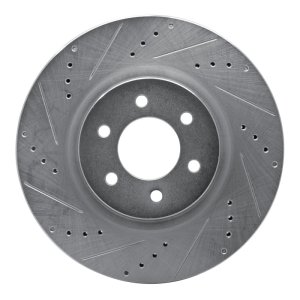 Dodge Viper Brake Rotor (1) - Front Left - R1 Concepts - Drilled & Slotted - Silver - `92-`02